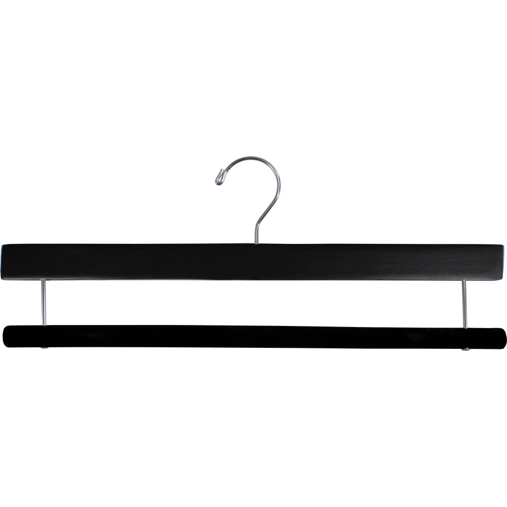 INTERNATIONAL HANGER Extra Long Natural Wood Pant Hanger with Flocked Non-Slip Bar, 25 Pack