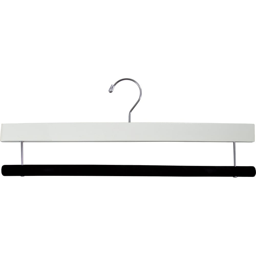 INTERNATIONAL HANGER Extra Long White Wood Pant Hanger with Flocked Non-Slip Bar, 50 Pack