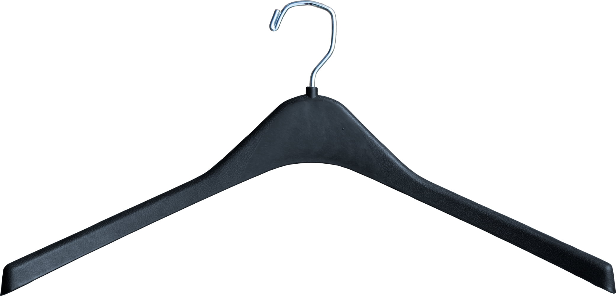 INTERNATIONAL HANGER Heavy-Duty 1/2 inch Wide Contour Black Plastic Hanger for Coats, 50 Pack
