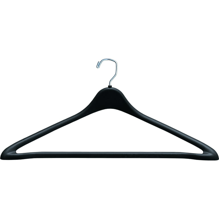 Black Plastic 19 Curved Suit Hanger with Bar - Plastic Hangers