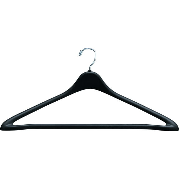 INTERNATIONAL HANGER Heavy-Duty 1/2 inch Wide Contour Black Plastic Suit Hanger, 25 Pack