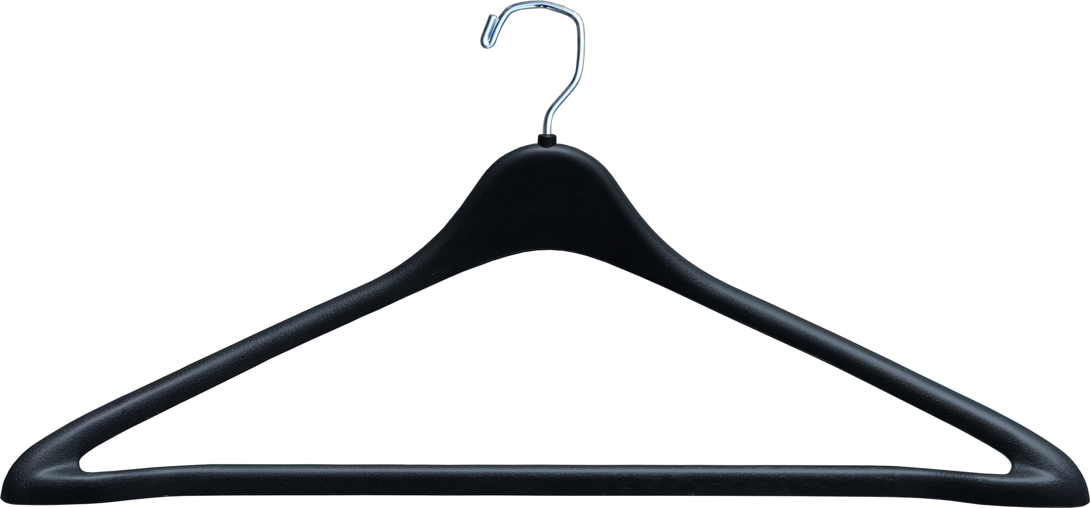 INTERNATIONAL HANGER Heavy-Duty 1/2 inch Wide Contour Black Plastic Suit Hanger, 50 Pack
