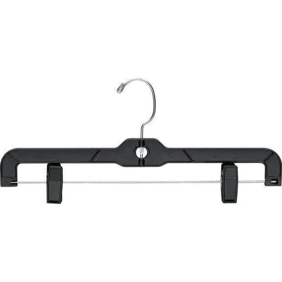 INTERNATIONAL HANGER Heavy Duty Black Plastic Bottom Hanger for Pants, 25 Pack