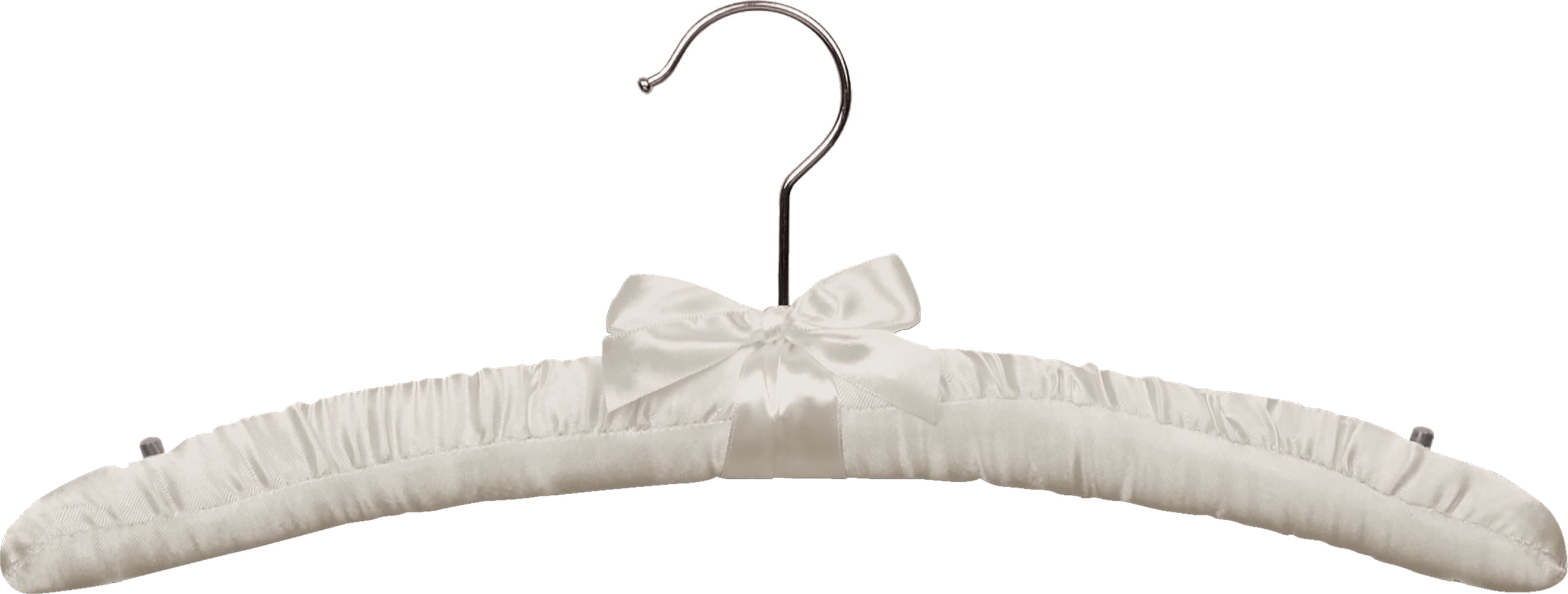 INTERNATIONAL HANGER Ivory Satin Padded Top Hanger with Studs for Straps, 12 Pack