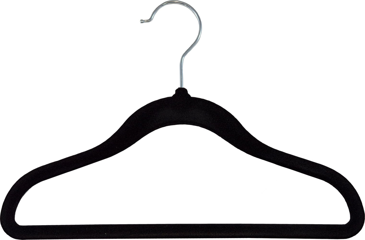 INTERNATIONAL HANGER Kids Black Flocked Suit Hanger for Tops and Bottoms, 100 Pack