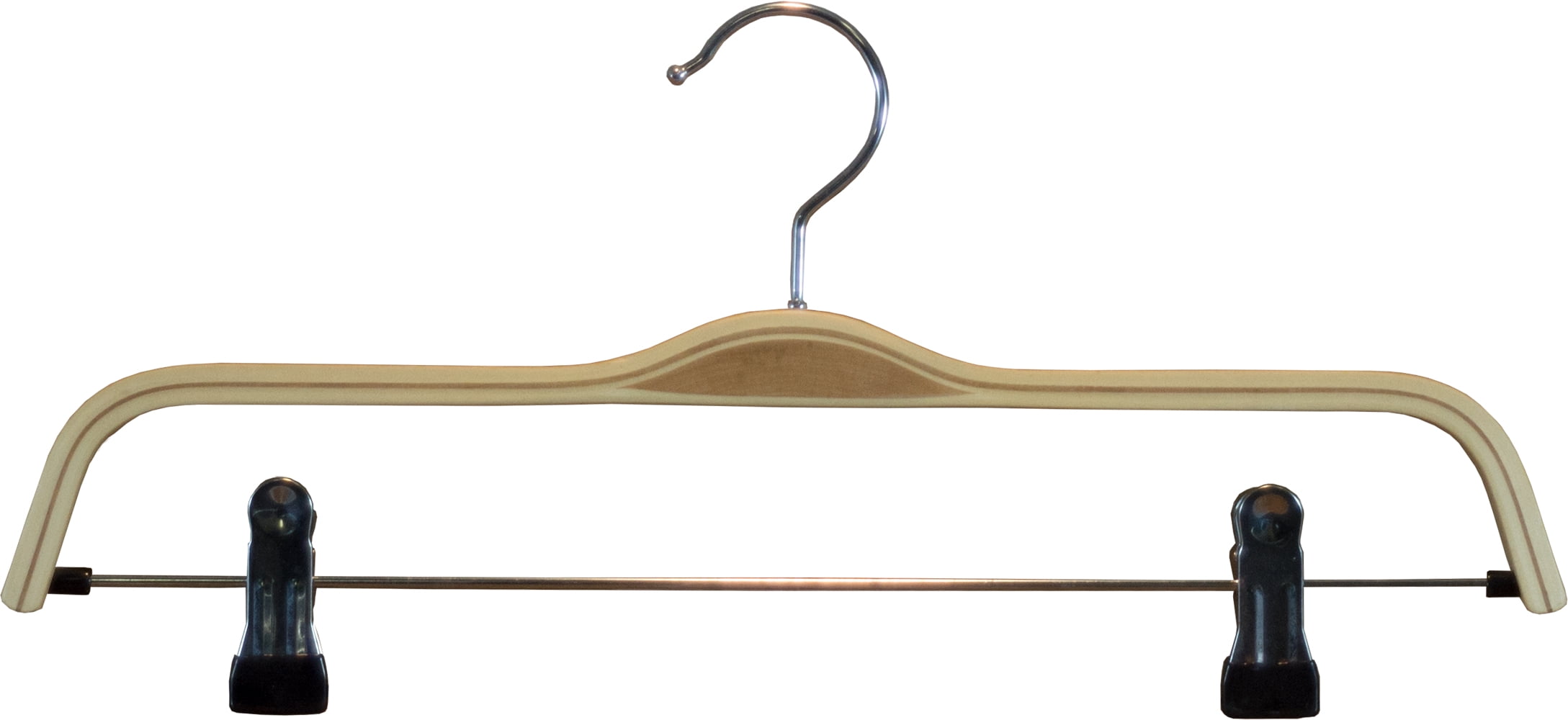 INTERNATIONAL HANGER Laminate Natural Wood Combo Hanger for Tops or Bottoms, 100 Pack
