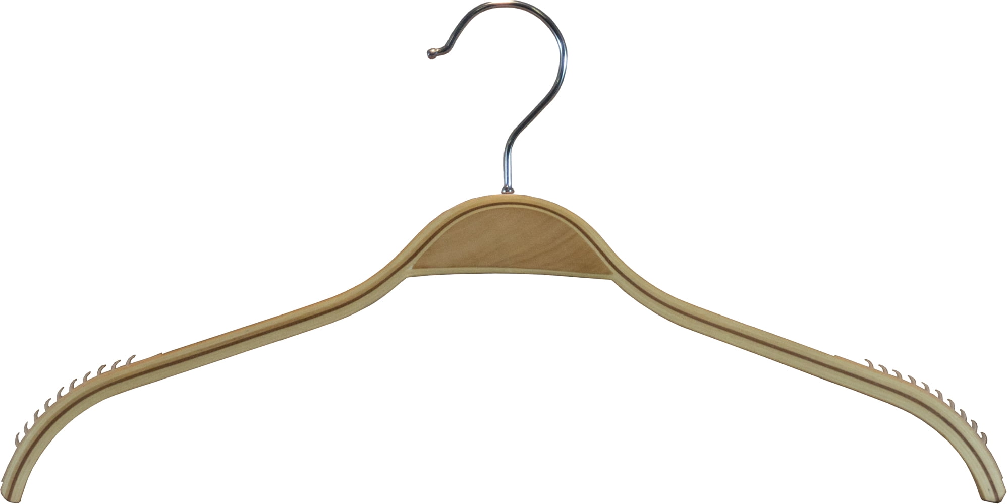 INTERNATIONAL HANGER Laminate Natural Wood Top Hanger with Soft Shoulder Grips, 100 Pack