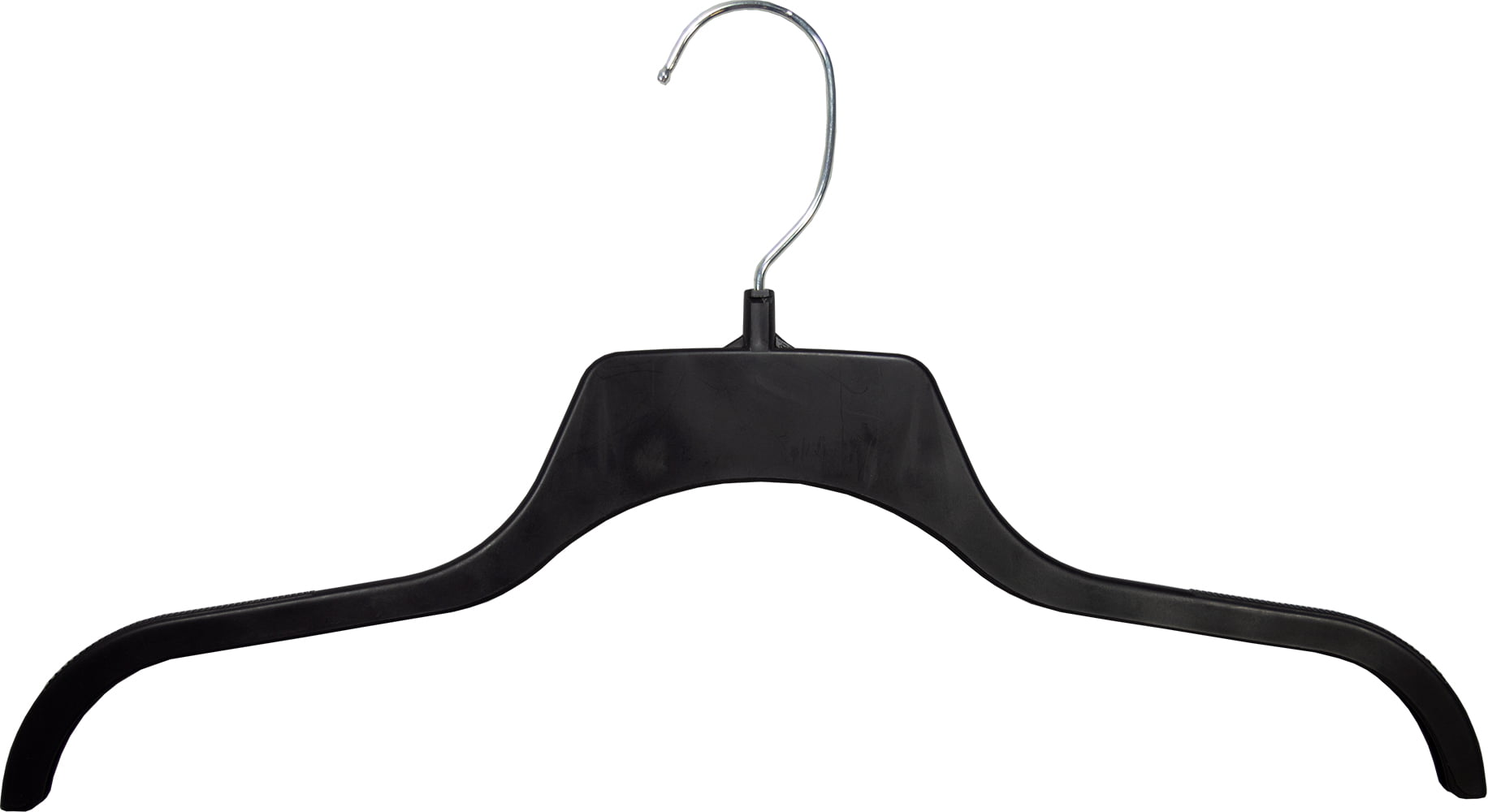 Hangon Recycled Plastic with Notches Shirt Hangers, 17 inch, Black, 100 Pack