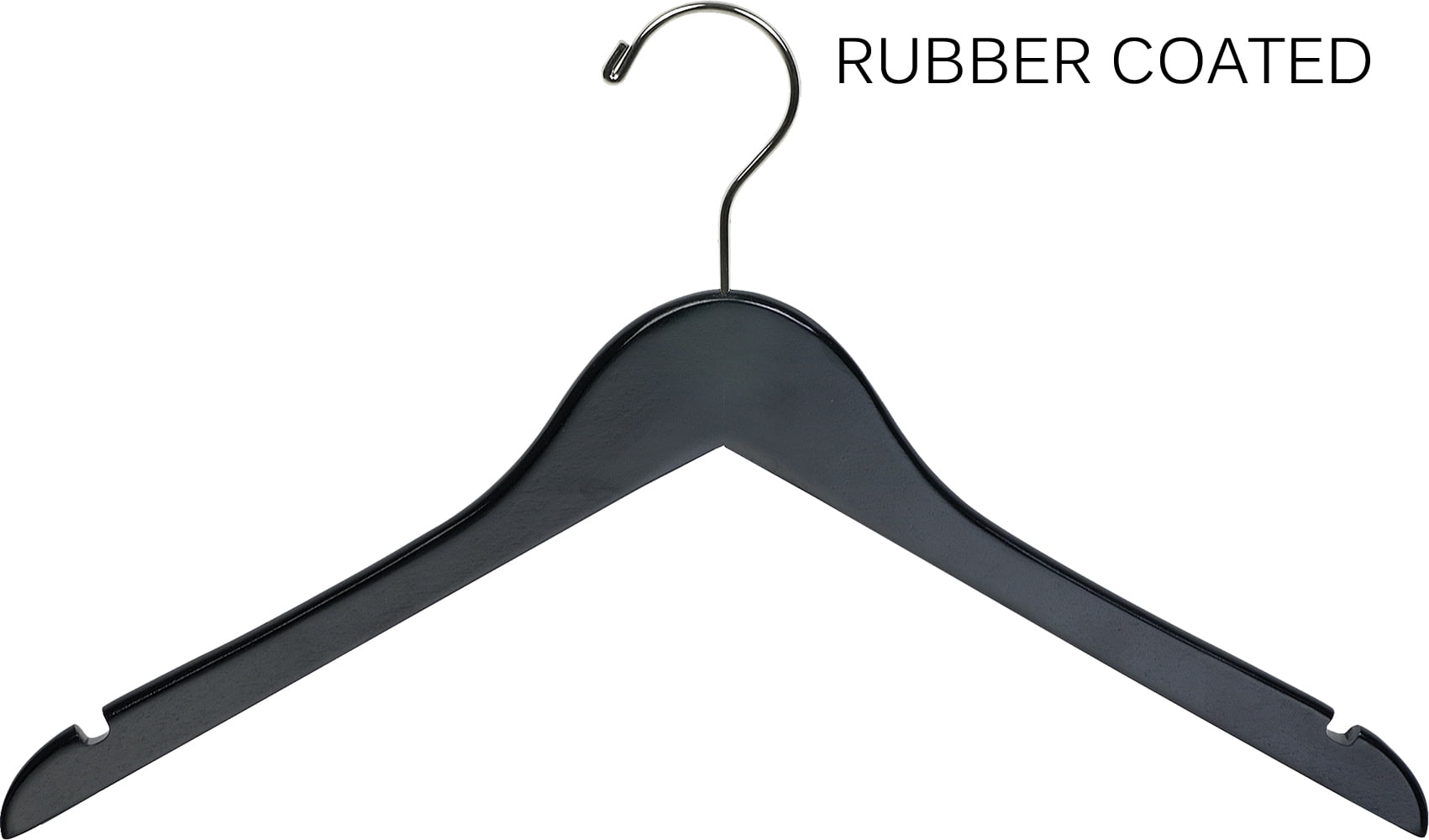 INTERNATIONAL HANGER Rubber Coated Black Wood Top Hanger, 100 Pack