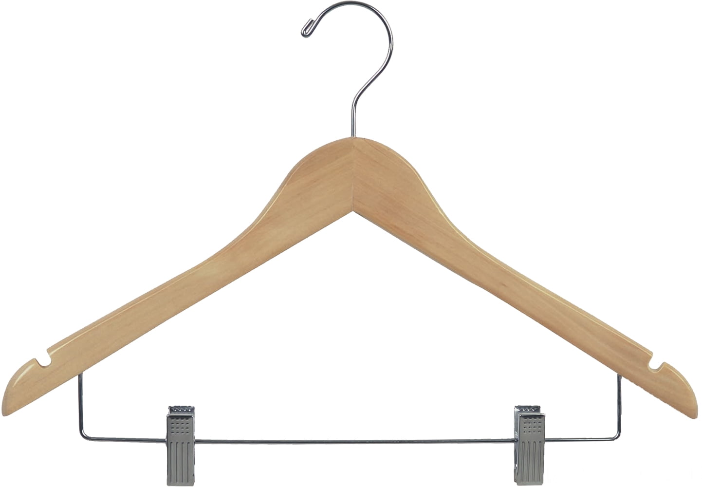 INTERNATIONAL HANGER Rubber Coated Natural Wood Combo Hanger for Tops and Bottoms, 50 Pack