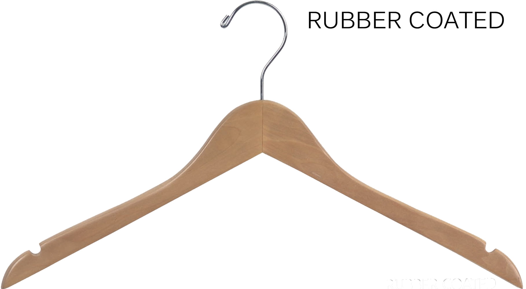 INTERNATIONAL HANGER Rubber Coated Natural Wood Top Hanger, 100 Pack