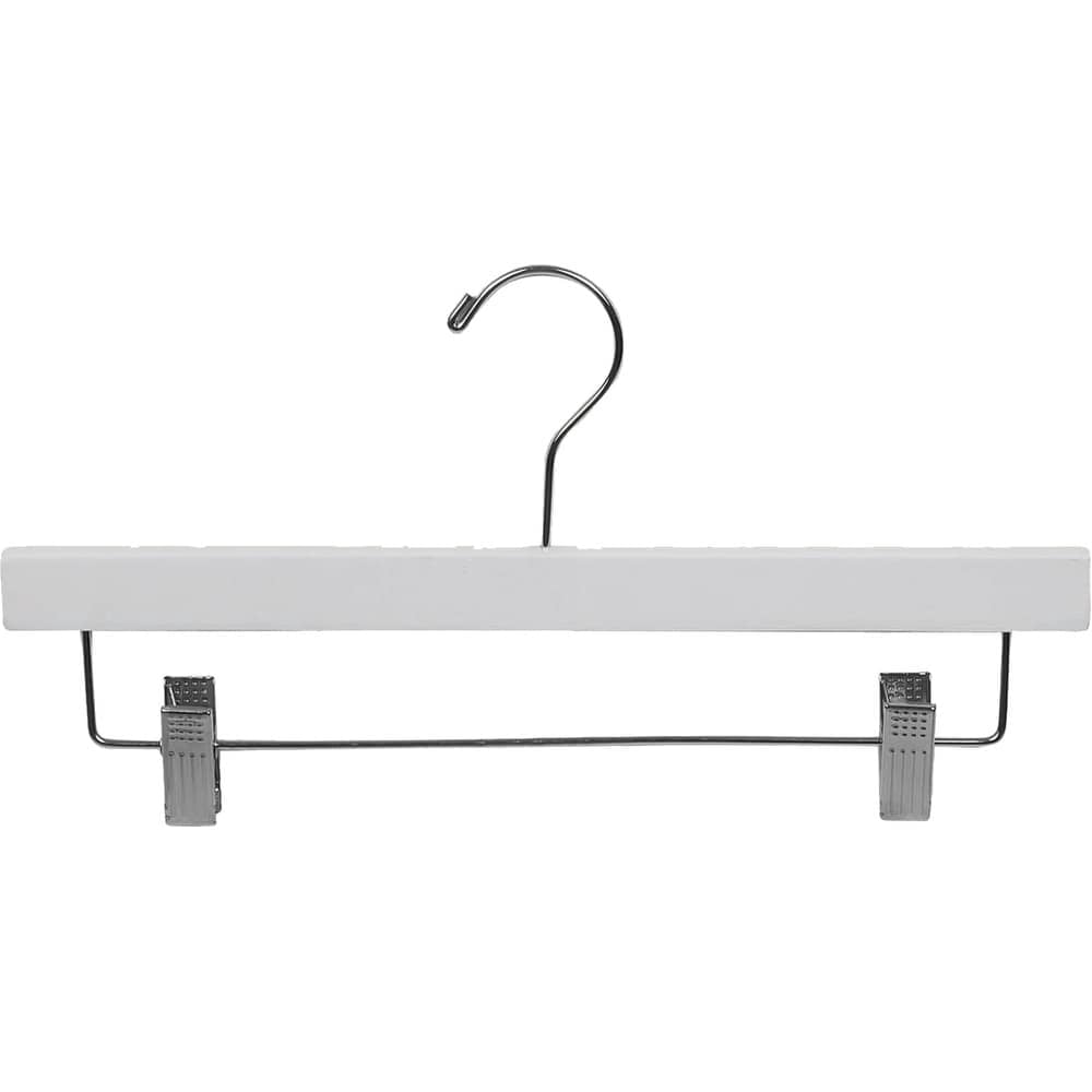 INTERNATIONAL HANGER Rubber Coated White Wood Pant & Skirt Hanger, 50 Pack