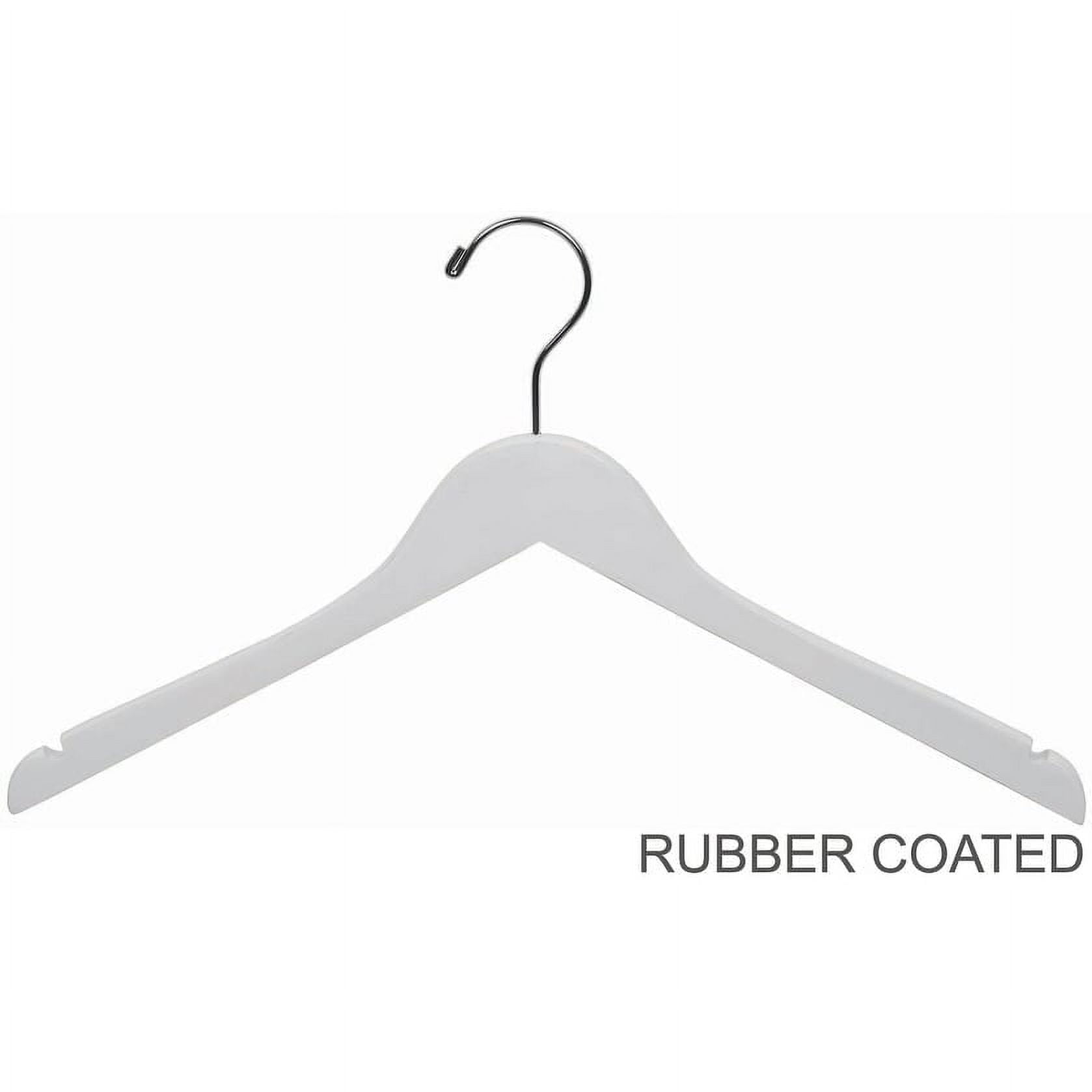INTERNATIONAL HANGER Rubber Coated White Wood Top Hanger, 25 Pack