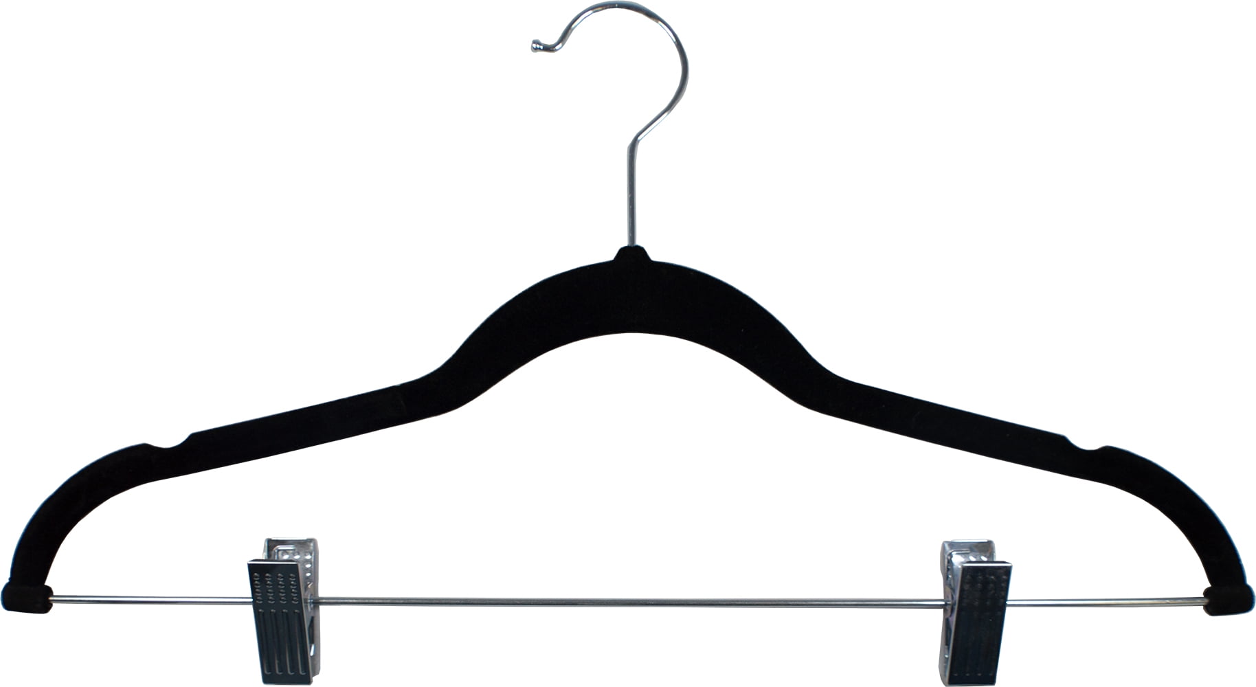 INTERNATIONAL HANGER Slim Black Flocked Non-Slip Combo Hanger for Tops or Bottoms, 100 Pack