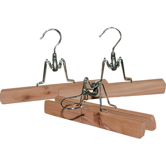 INTERNATIONAL HANGER Unfinished Cedar Wood Pant Clamp Hangers, 3 Pack