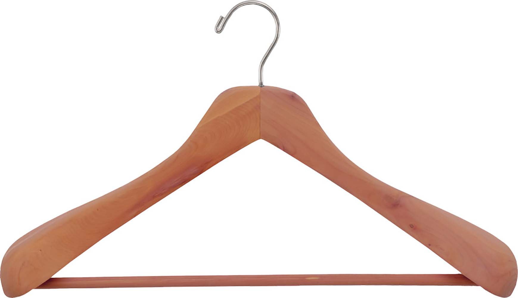 INTERNATIONAL HANGER Unfinished Contoured Cedar Suit Hanger with 2 inch Shoulders, 24 Pack