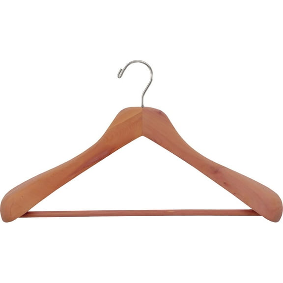 INTERNATIONAL HANGER Unfinished Contoured Cedar Suit Hanger with 2 inch Shoulders, 24 Pack