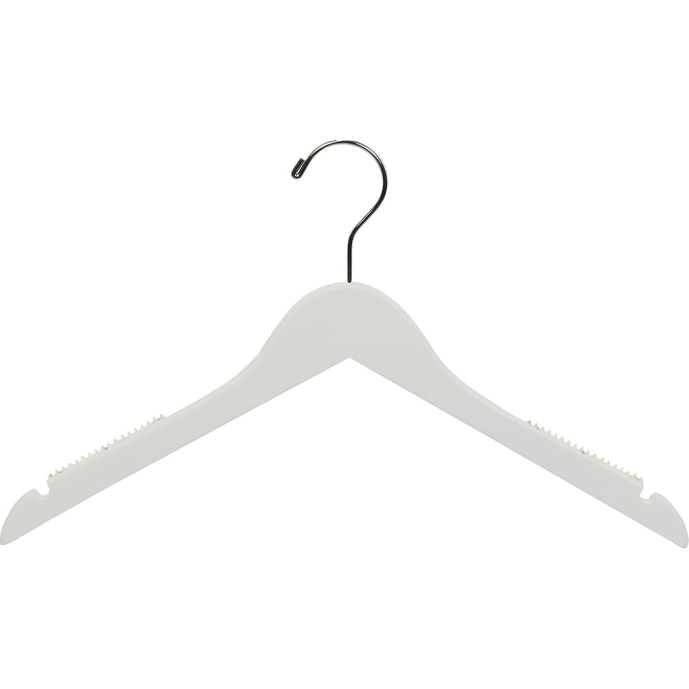 INTERNATIONAL HANGER White Wood Top Hanger with Non-Slip Shoulder Grips, 25 Pack