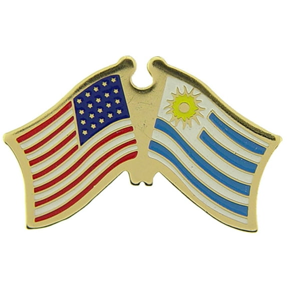 INTERNATIONAL, USA & URUGUAY Cross Flags - Original Artwork, Expertly Designed PIN - 1.125"