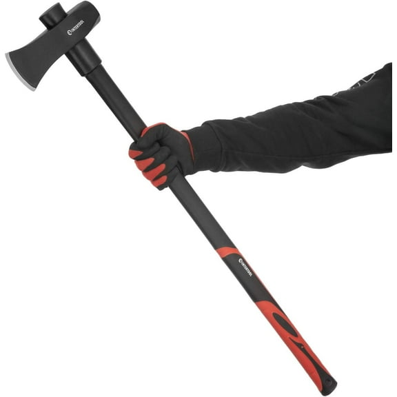 intertool 36-inch steel splitting maul, wood chopping axe, 6 lb / 2500 g, shock absorbing fiberglass handle with sheath ht-0273