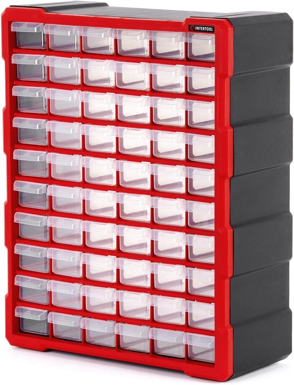 INTERTOOL Storage Organizer, 60 Removeable Compartment Drawers, Small Parts, Hardware, Tools, Lego Sorting, Arts and Beads, Garage Organization Toolbox Container, 18.5” x 15” x 6.5” BX08-4016