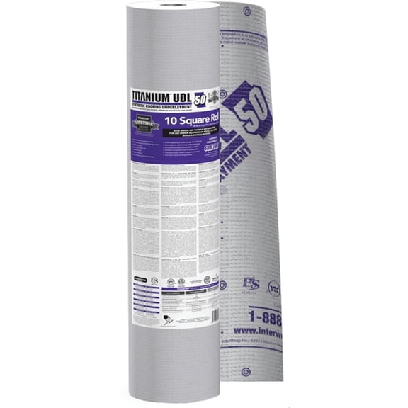 INTERWRAP UDL50 Roof Underlayment Roll, 250 ft L, 48 in W, Synthetic, Gray