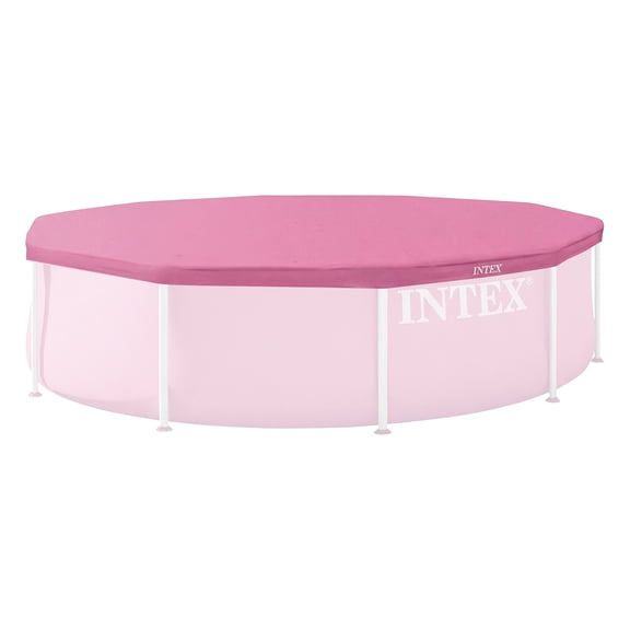 INTEX 10 Foot Pool Cover for Round Metal Frame Outdoor Backyard Swimming Pool, Pink