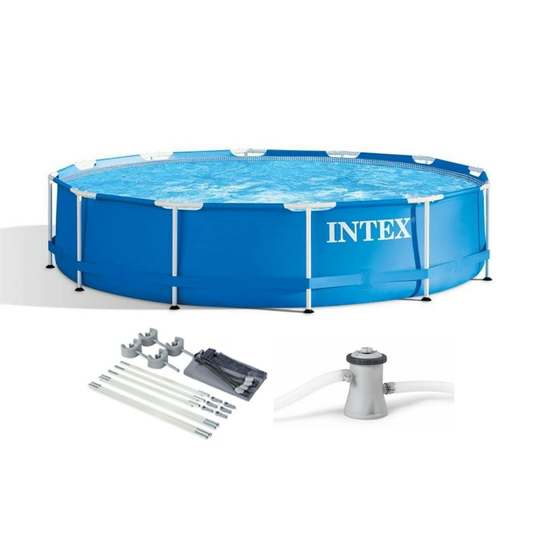 INTEX Easy Set Up 12 x 30 Metal Frame Outdoor Swimming Pool with