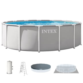 INTEX 26725EP Prism Frame 15'x48" Above Ground Pool w/ Pump, Ladder, Cover, Ground Cloth