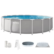 INTEX 26731EP Prism Frame 18x48 Above Ground Pool w/ Pump, Ladder, Cover, Ground Cloth