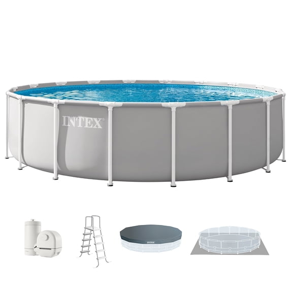 INTEX 26731EP Prism Frame 18'x48" Above Ground Pool w/ Pump, Ladder, Cover, Ground Cloth