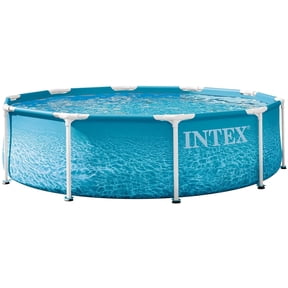 Intex: Beachside Metal Frame Pool - 10' x 30" - Above Ground Swimming, Puncture-Rust Resistant, T-Joint Setup, Family Water Play, 1185 Gal, 28206EP