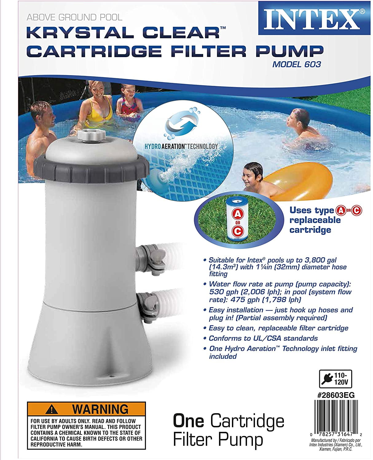 INTEX 530 GPH Easy Set Pool Filter Pump (58603 / 603)
