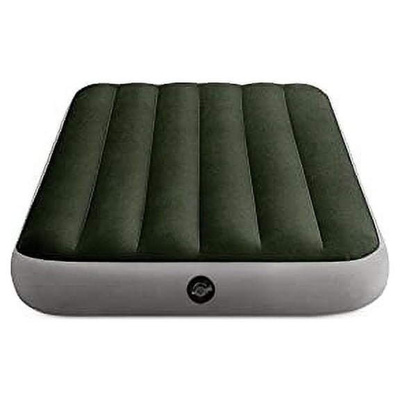 INTEX 64777E Dura-Beam Standard Prestige Air Mattress: Fiber-Tech Twin Size Hand-Held Battery Pump 10in Bed Height 300lb Weight Capacity,Green