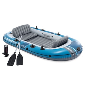 INTEX 66325EP Excursion 5 Inflatable Boat Set w/Oars, Pump, Adjustable Seats & Rod Holders