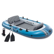 INTEX 66325EP Excursion 5 Inflatable Boat Set w/Oars, Pump, Adjustable Seats & Rod Holders