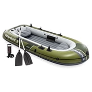 INTEX 66333EP Seahawk 3 Inflatable Boat Set with 54" Oars, Pump, Fishing Rod Holders