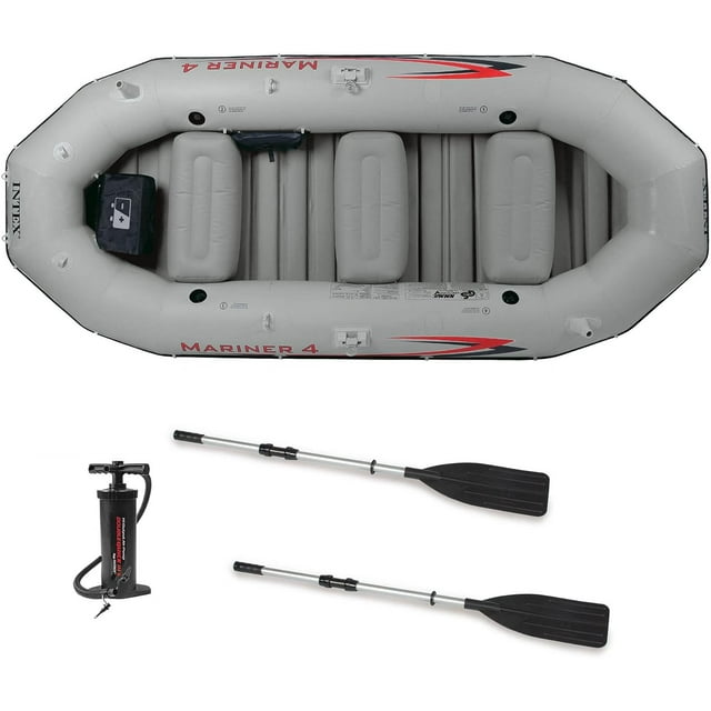 INTEX 68376EP Mariner 4 Inflatable Boat Set Includes Deluxe 54in Aluminum Oars and HighOutput