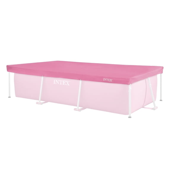 INTEX 8.5ft x 5.3ft Rectangular Outdoor Backyard Swimming Pool Debris Cover, Pink