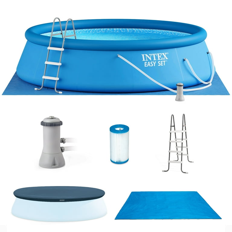 FLOW インディーズセット Intex Easy Set 15ft x 42in Inflatable Above Ground Pool, Pump