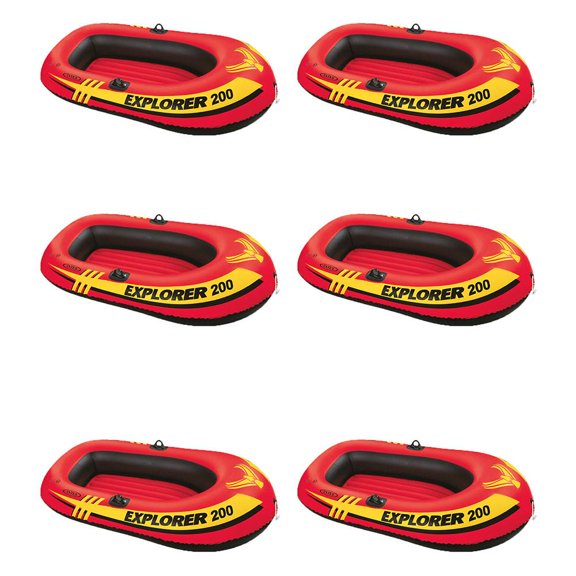 Open Box INTEX Explorer 200 Inflatable Two Person Raft Boat Set (6 Pack)