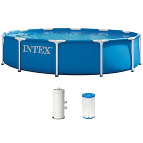 Intex: Metal Frame Pool & Filter Pump - 12' x 30" - Above Ground Swimming Set, 530 GPH, Puncture-Rust Resistant, Easy T-Joint Setup, 1718 Gal, 28211EP