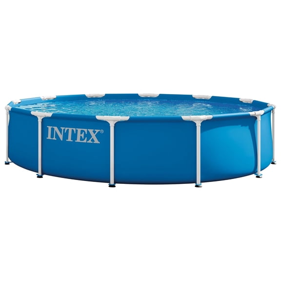 INTEX Metal Frame 12ft x 30in Above Ground Swimming Pool Set w/ Filter Pump