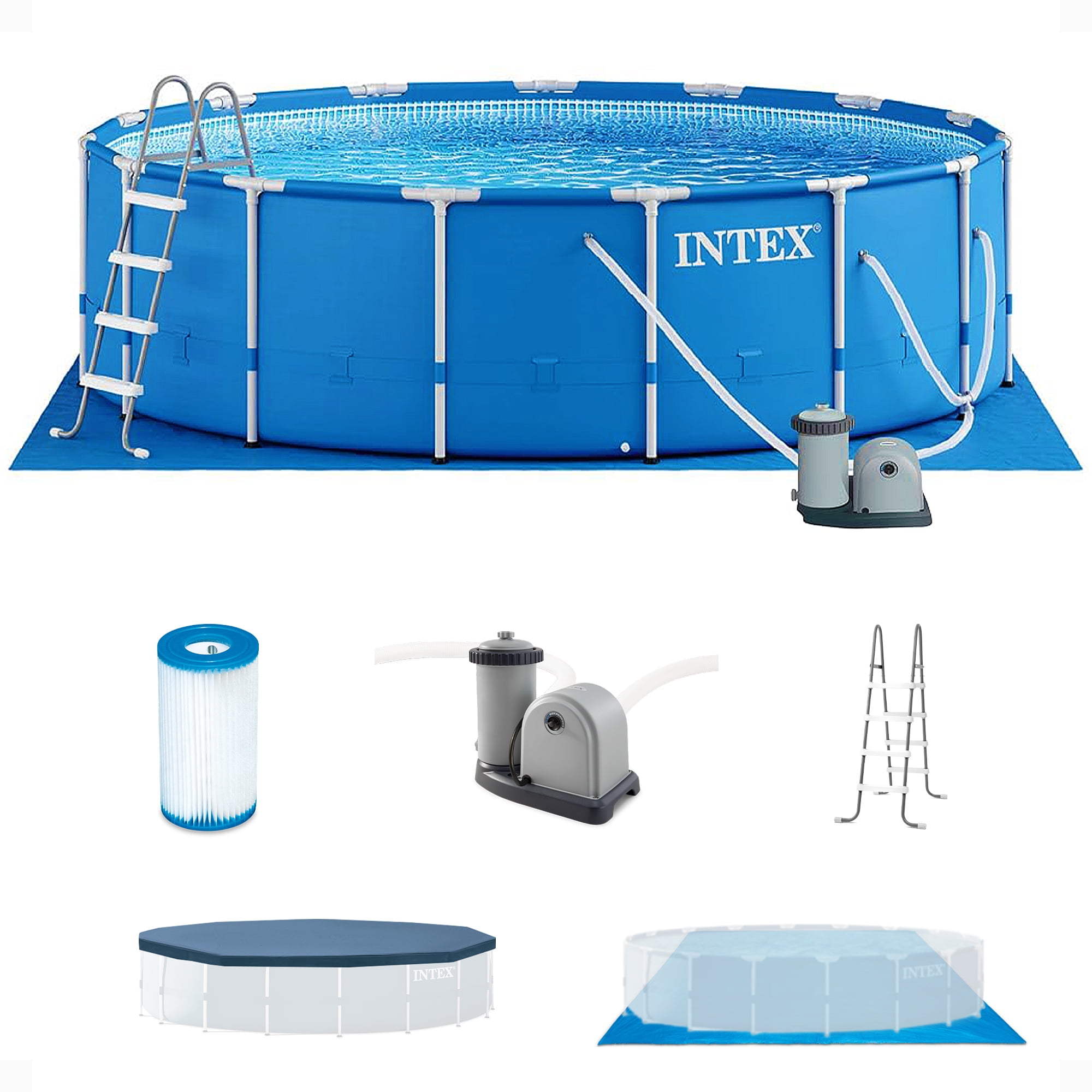 INTEX Metal Frame 18ft x 48in Above Ground Swimming Pool Set w/ Filter Pump, image size:2000x2000