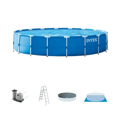 INTEX Metal Frame 18ft x 48in Above Ground Swimming Pool Set w/ Filter Pump