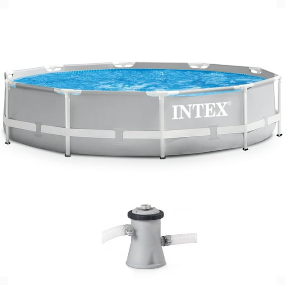 INTEX Prism Frame 10ft x 30in Above Ground Swimming Pool Set w/ Pump
