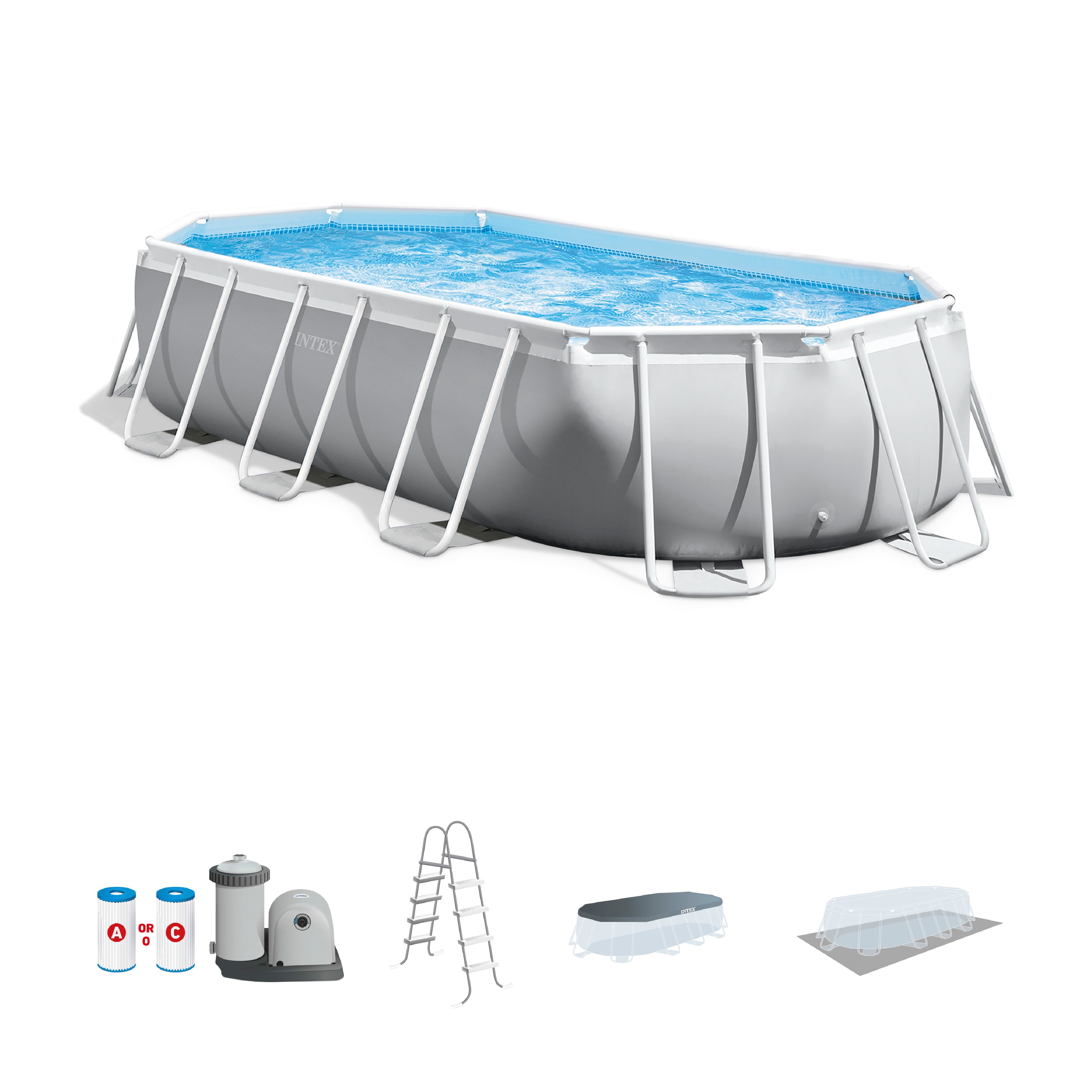 Intex 16.5ft x 9ft x 48in Oval Prism Frame Pool Set with Pump