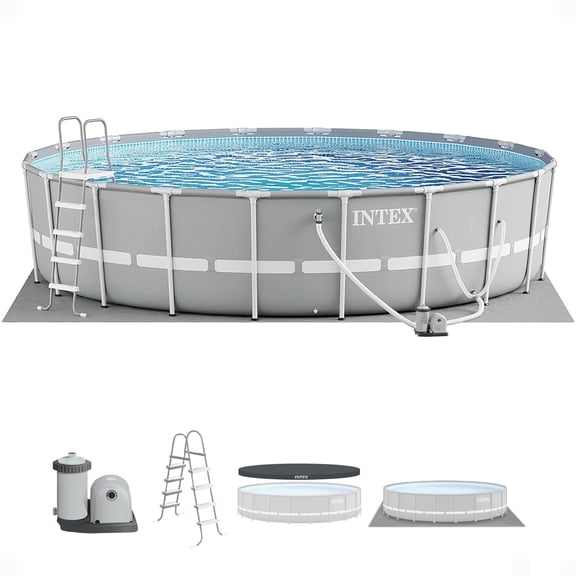 INTEX Prism Frame 20ft x 52in Above Ground Swimming Pool Set w/ Pump