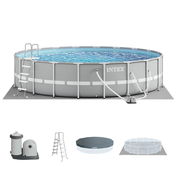 INTEX Prism Frame 20ft x 52in Above Ground Swimming Pool Set w/ Pump