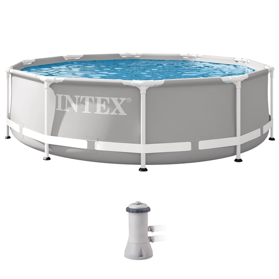 Open Box INTEX Prism Metal Frame 10' x 30" Above Ground Swimming Pool and Filter Pump